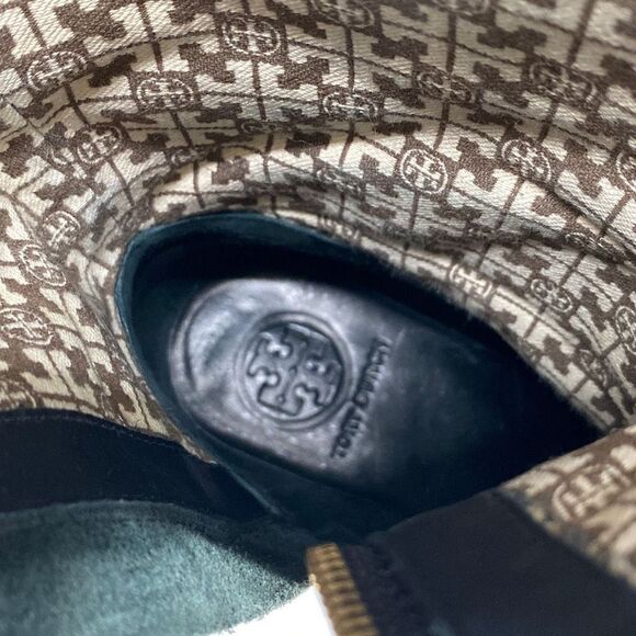 Tory Burch Leather Knee High Logo Riding Boots Black Size 6‎ - Picture 11 of 16